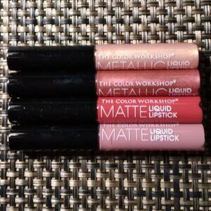 4PC The Color Workshop Liquid Lipsticks 2 Metallic 2 Matte Red Pink & Nude